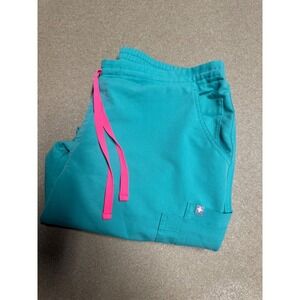 FIGS Yola Scrub Pants Teal Turquoise Women's XL/T Technical Collection Cargo